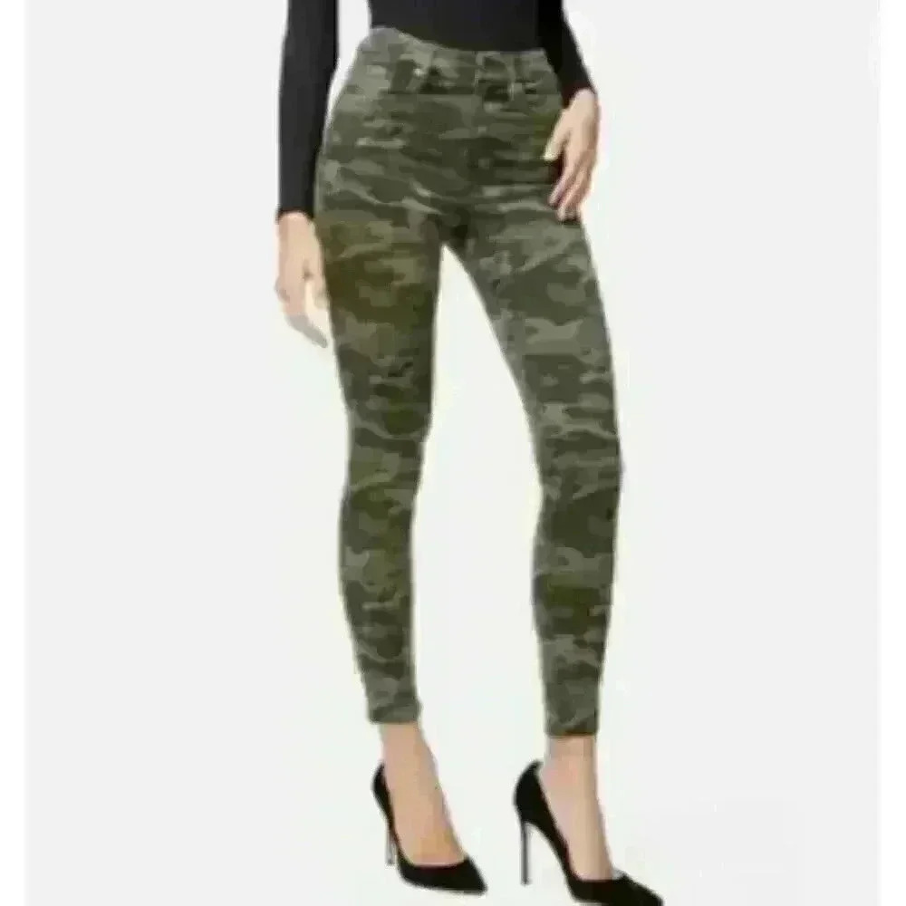 GOOD AMERICAN Good Waist Green Camo High Rise Skinny Jeans Size 8/29 stretch
